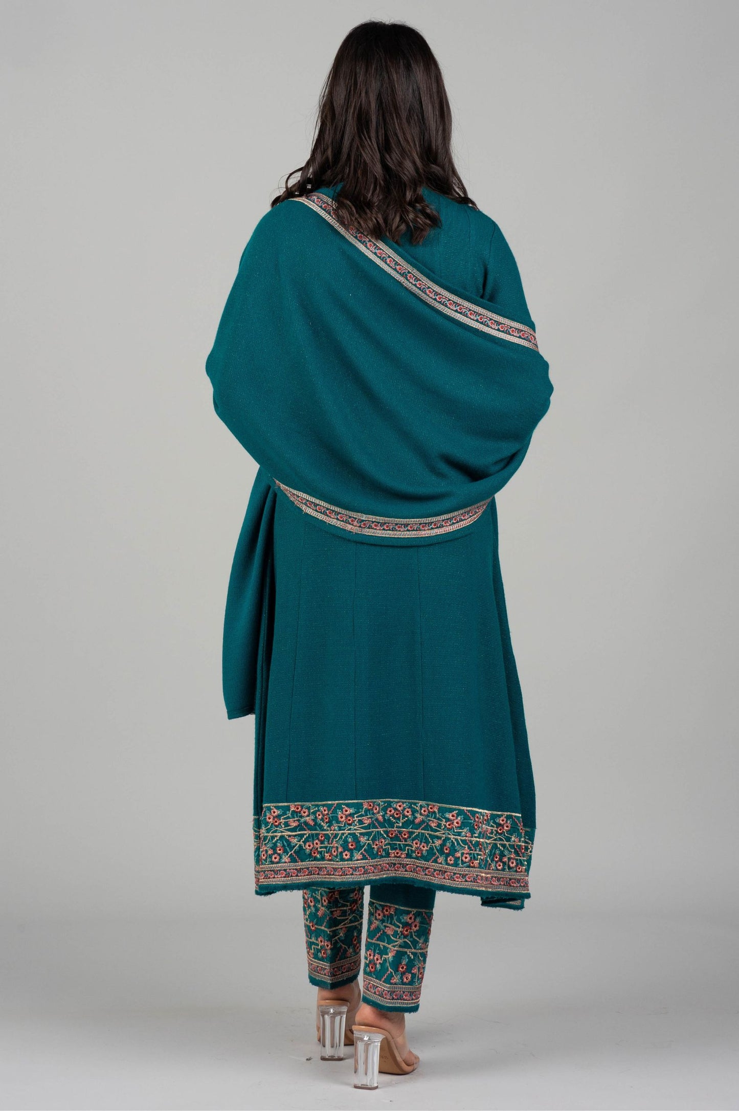 Teel Woolen Kurti Suit with Coordinated Embroidered Dupatta