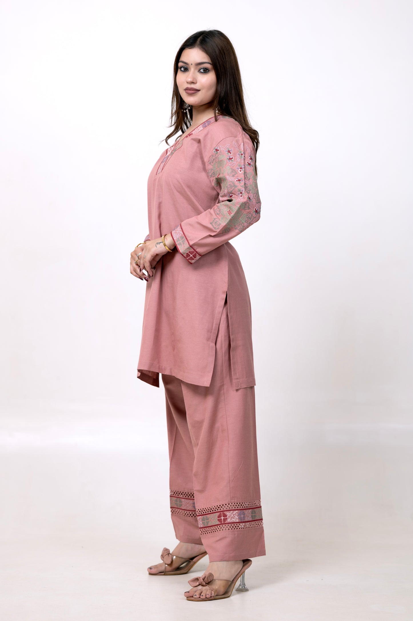 Pure Cotton Summer Co-ord Set with Cross Stitch Embroidery