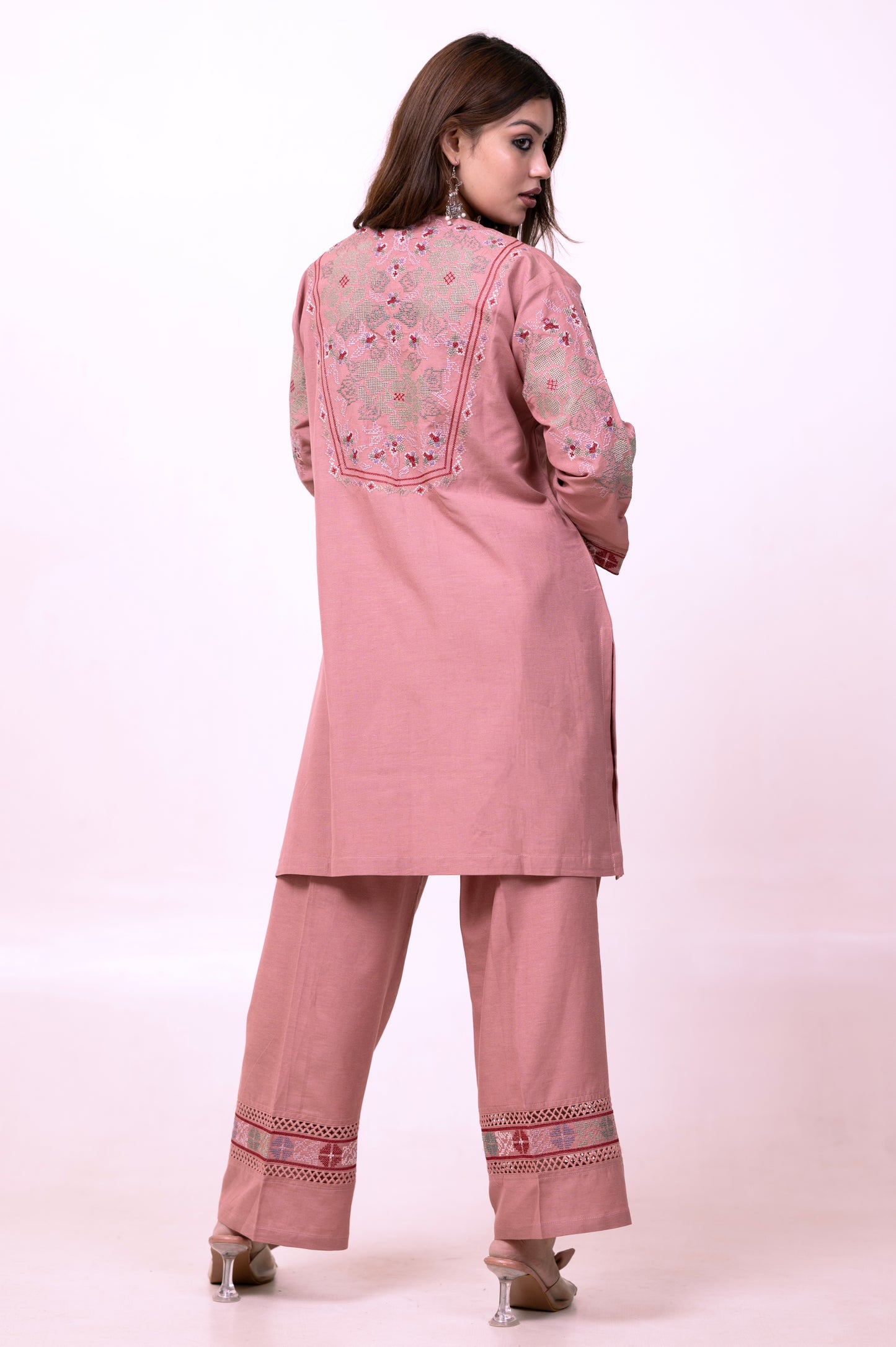 Pure Cotton Summer Co-ord Set with Cross Stitch Embroidery