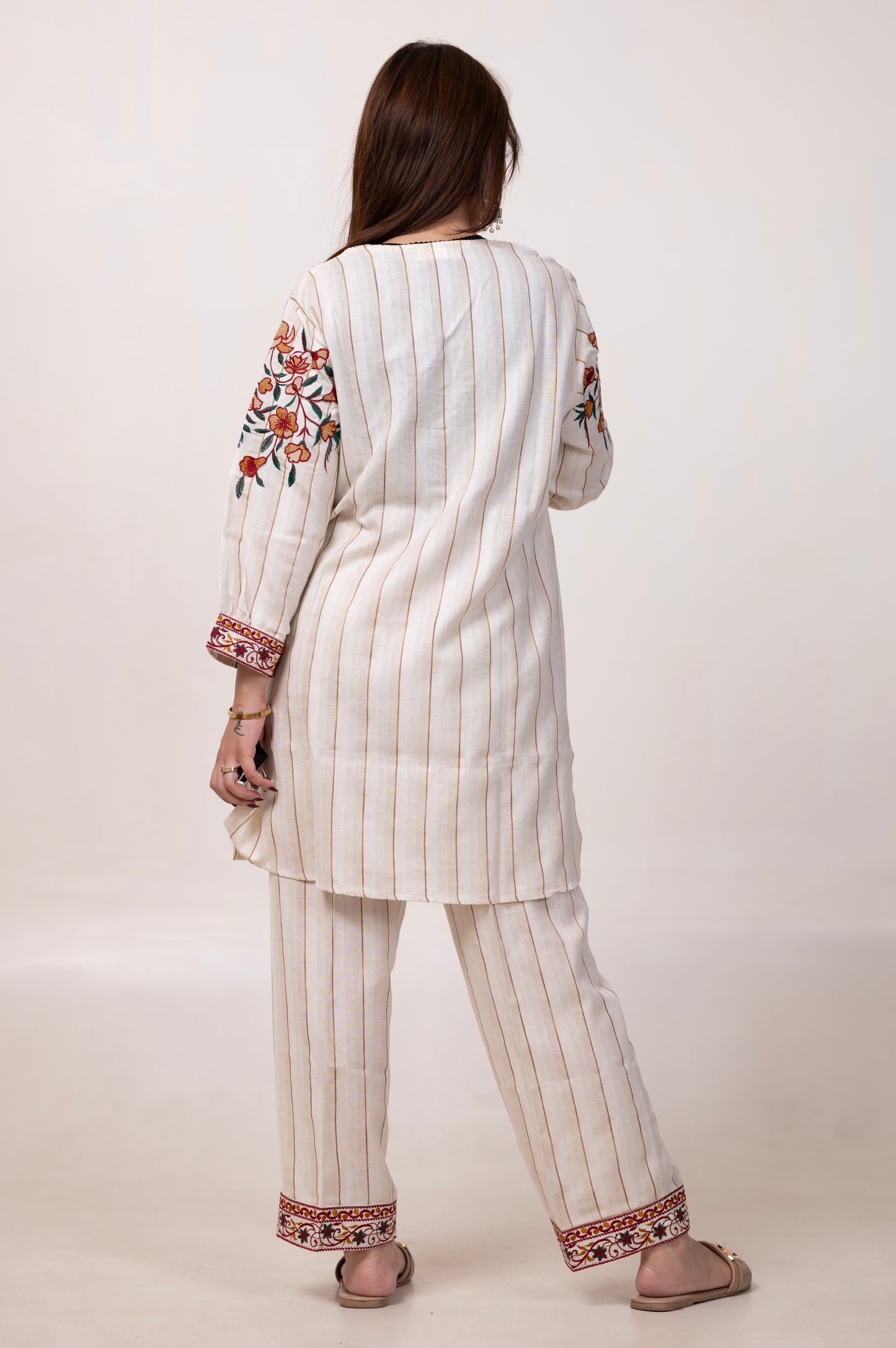 Pure Cotton Embroidered Co-ord Set with Lining Print