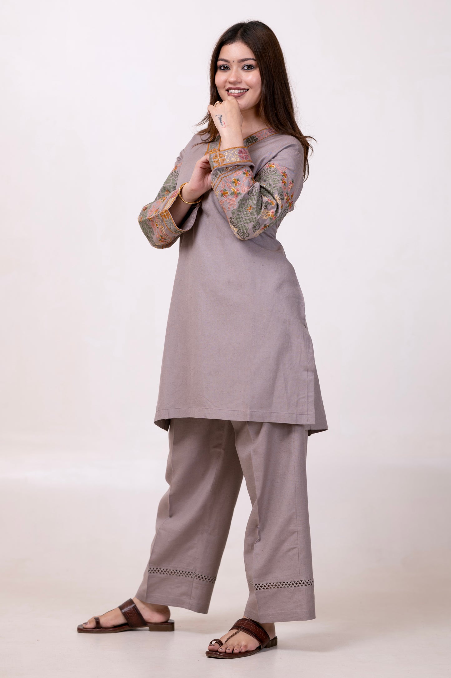 Pure Cotton Cross-Stitch Embroidered Summer Co-ord Set