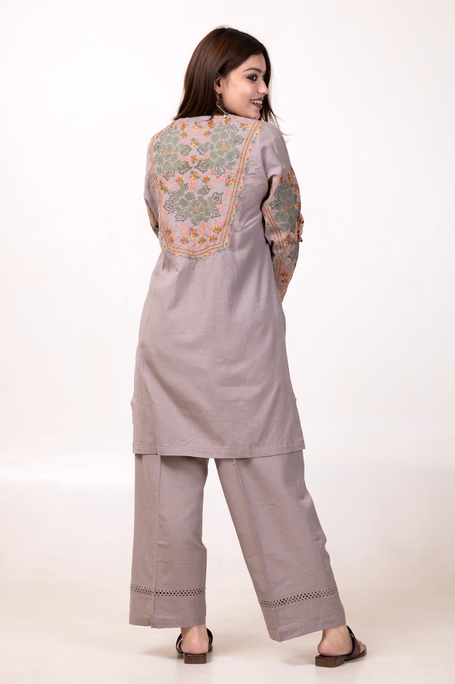Pure Cotton Cross-Stitch Embroidered Summer Co-ord Set