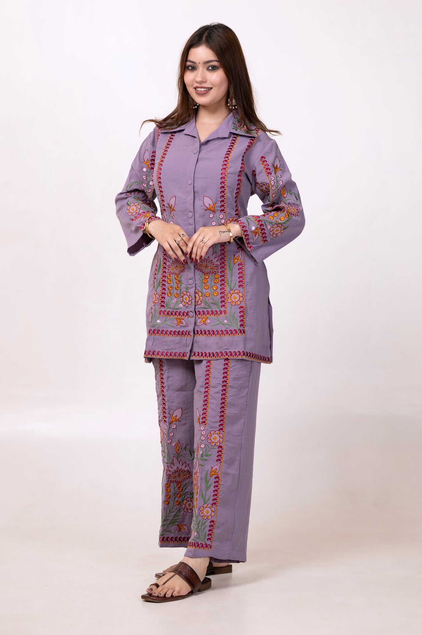 Amethyst Bloom Embroidered Co-ord Set