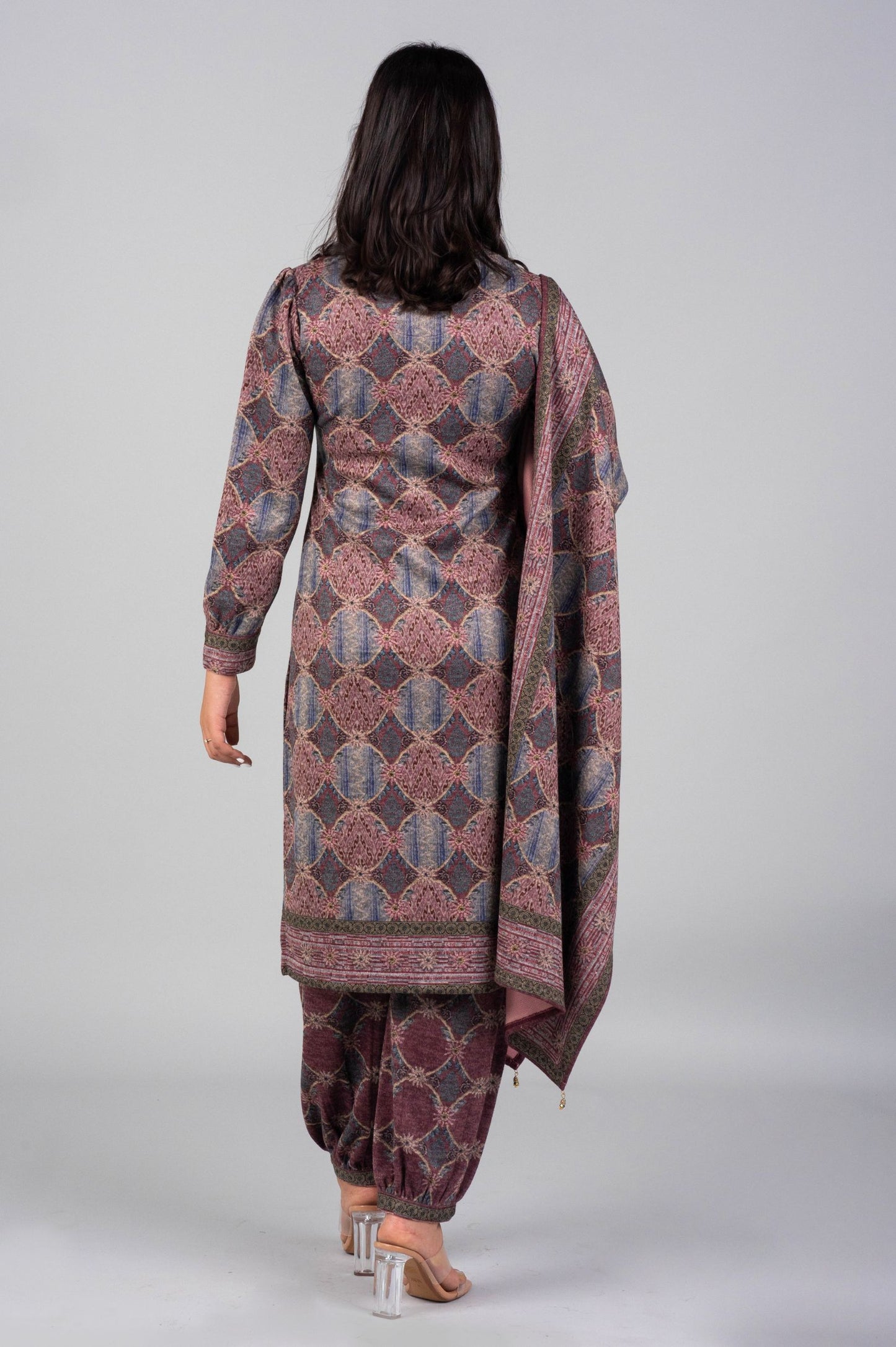 Pink Floral Printed Kurti Suit with Matching Pant & Dupatta – 3 Piece Set