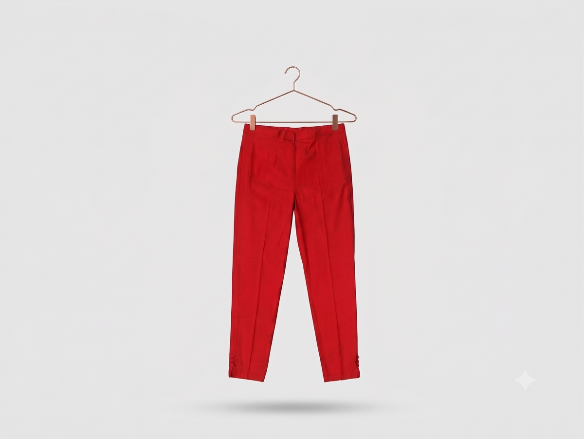 Women’s Vibrant Red Elasticated Trousers