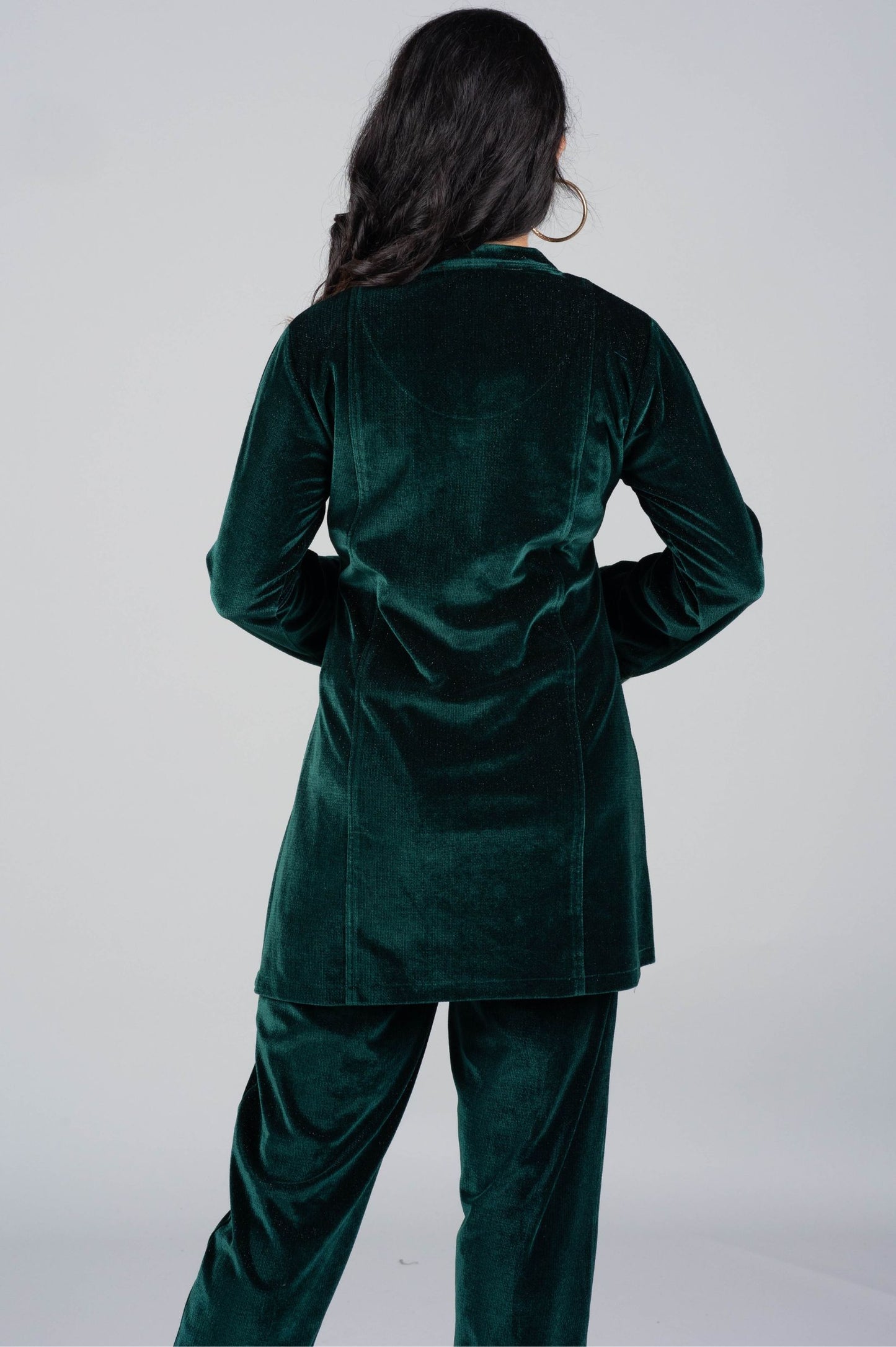 Forest Green Co-ord Set with Neck & Sleeve Embroidery