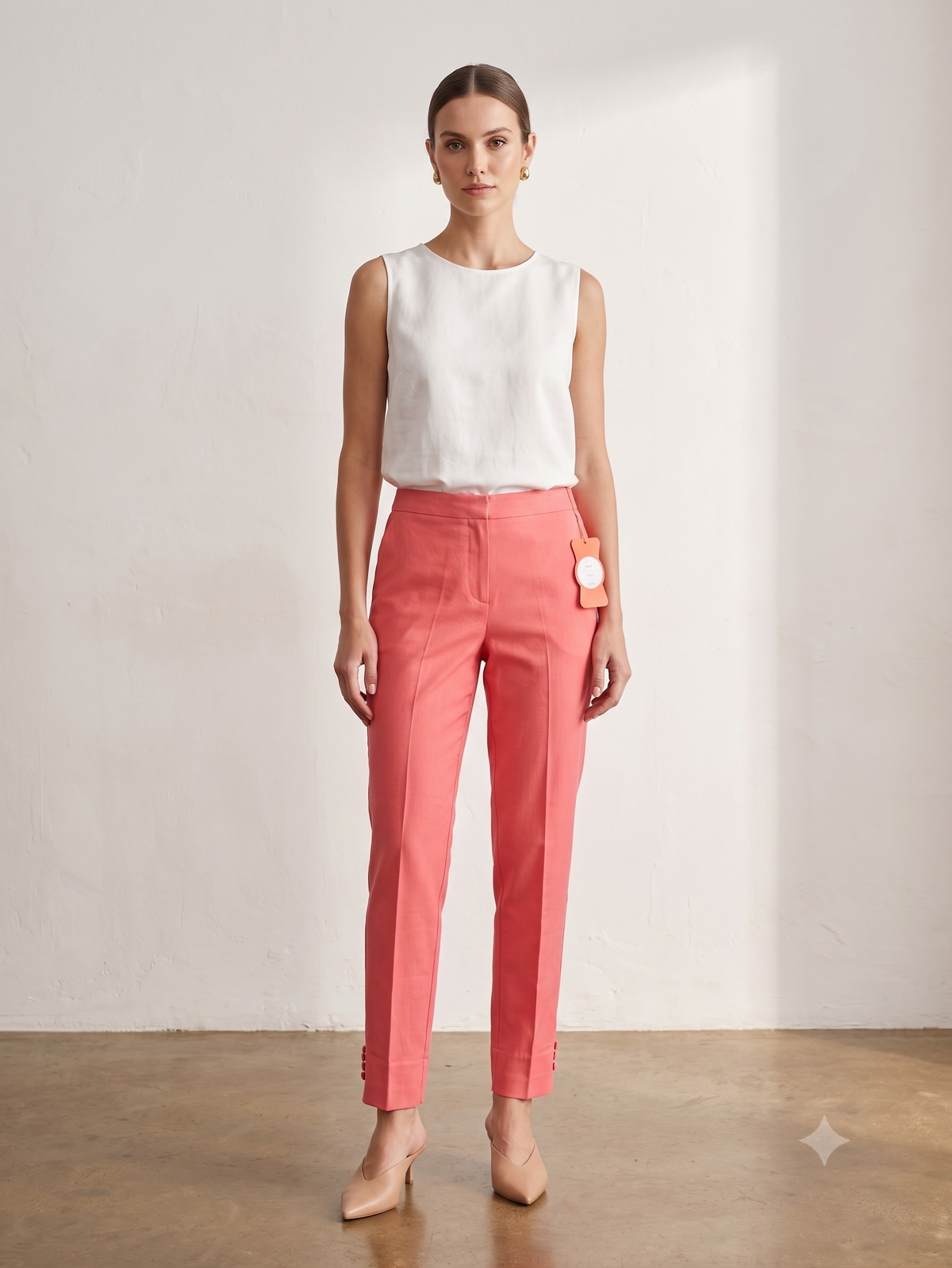 Women’s Vibrant Red Elasticated Trousers