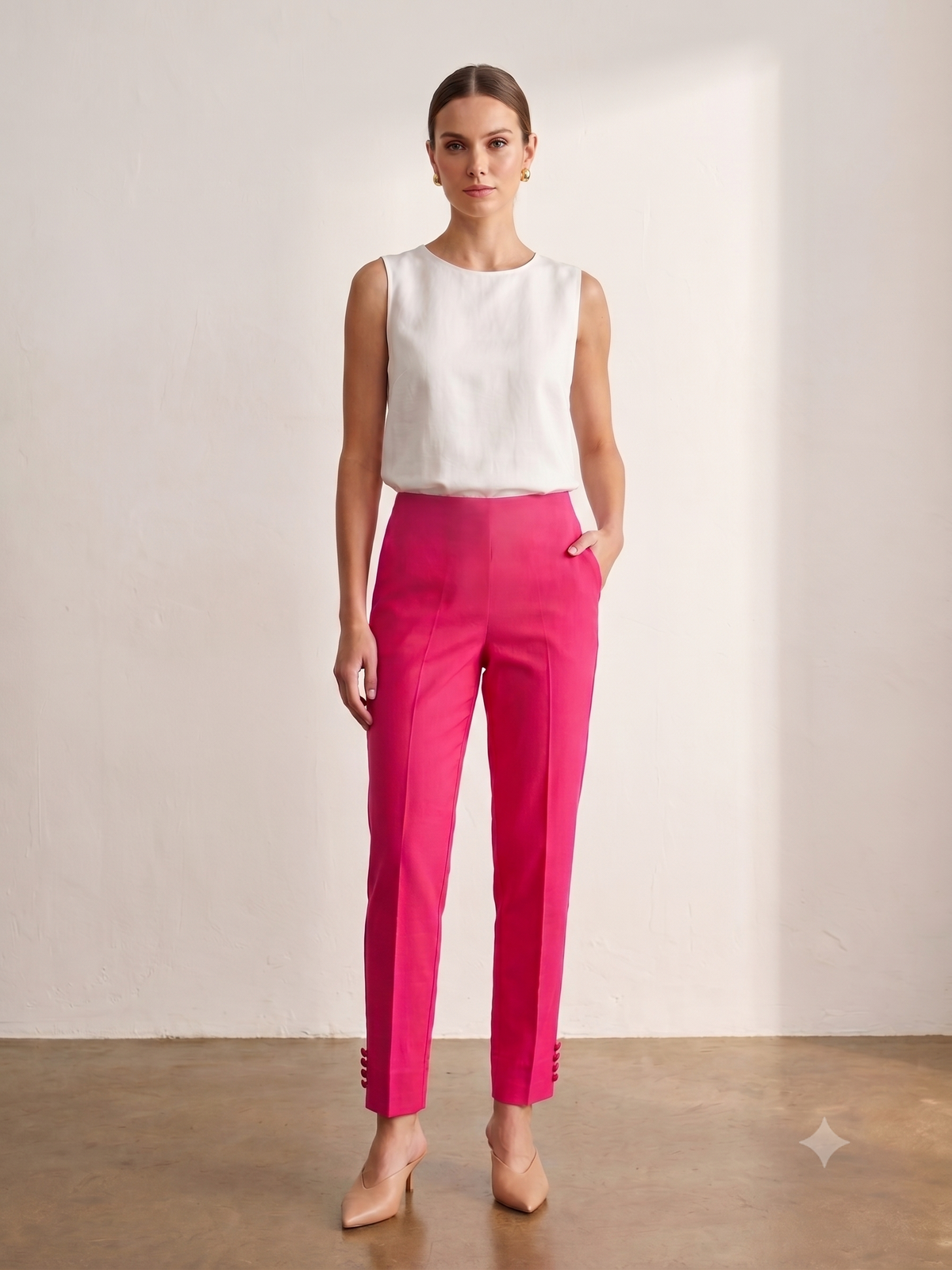 Women’s Vibrant Red Elasticated Trousers
