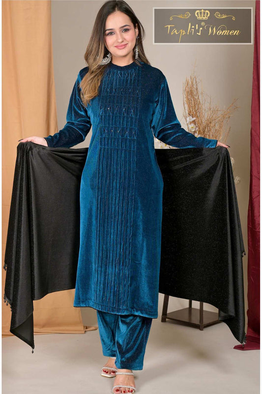 Shine Velvet 3-Piece Kurti Set