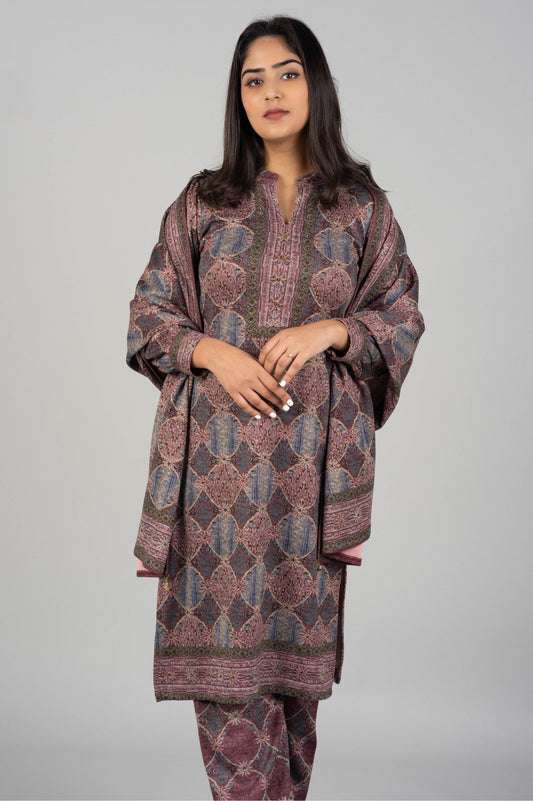 Pink Floral Printed Kurti Suit with Matching Pant & Dupatta – 3 Piece Set
