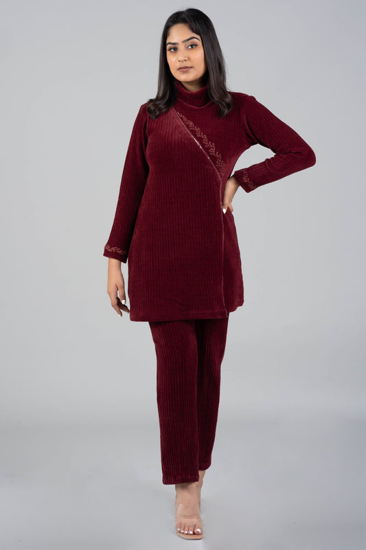 Chenille Knitted Co-ord Set with Subtle Aari Detailing