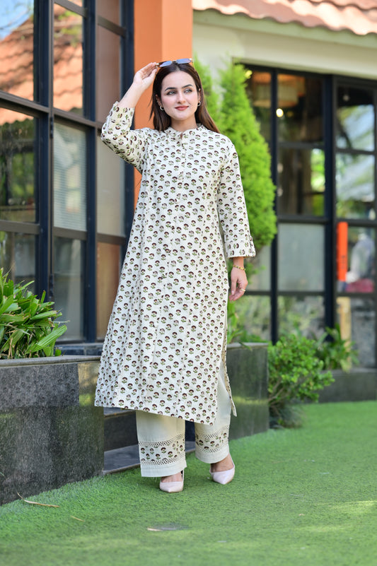 Bloom Trail Cotton Kurti Co-ord Set