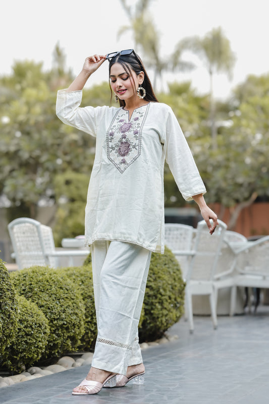 Ivory Meadow Cross-Knit Co-ord Set