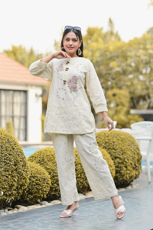 Noor Chikankari Cotton Co-ord Set